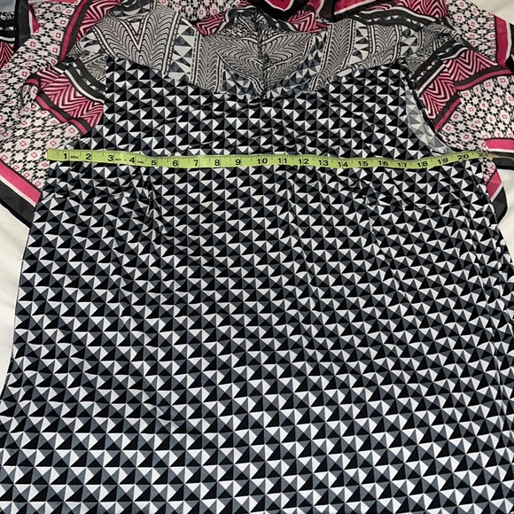 AB STUDIO WOMAN Drape collarTANK BLOUSE in Geo all over print size 0X NWT - Picture 7 of 10